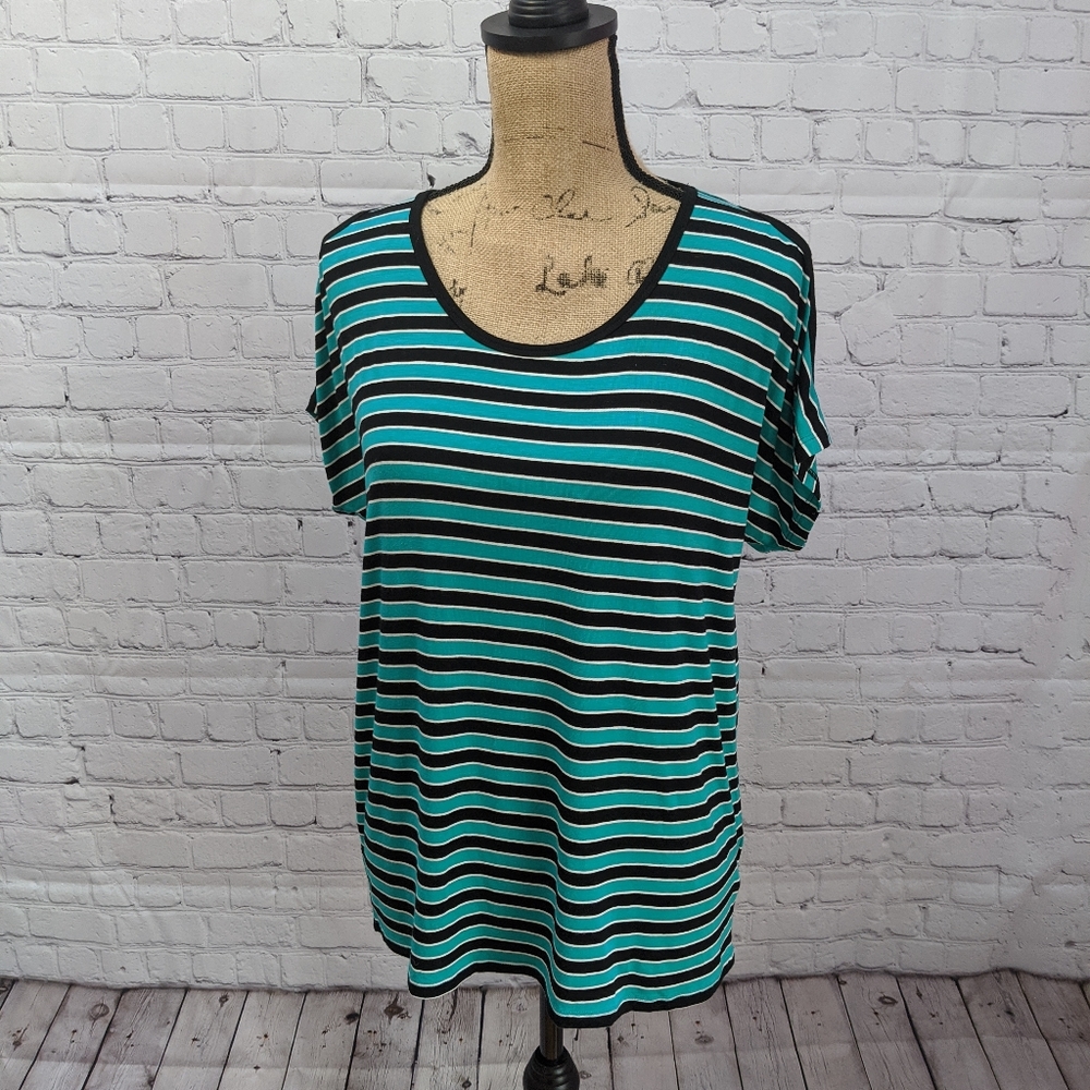 Michael Kors Cold Shoulder Striped Shirt Medium